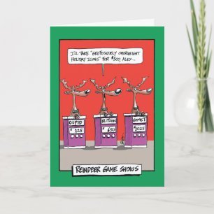 Reindeer Gameshow Humor Greeting Card Helgkort