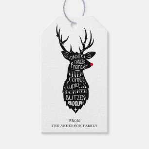 Reindeer Gift Märkres Presentetikett