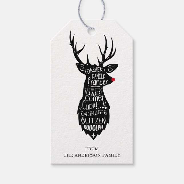 Reindeer Gift Märkres Presentetikett (Framsidan)