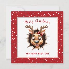 Reindeer Girl bryter igenom den fina julen Kort