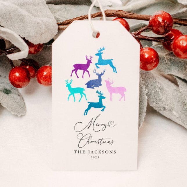 Reindeer God jul Candy Pastel Presentetikett (Skapare uppladdad)