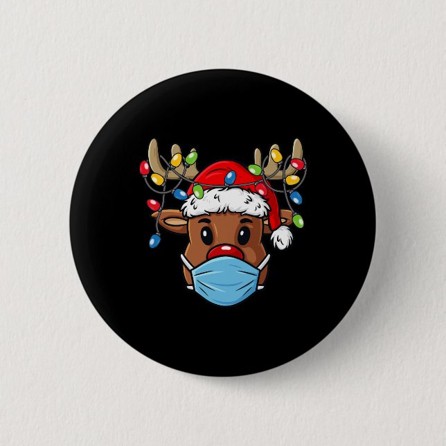 Reindeer God jul Roligt Julafton Knapp (Framsida)