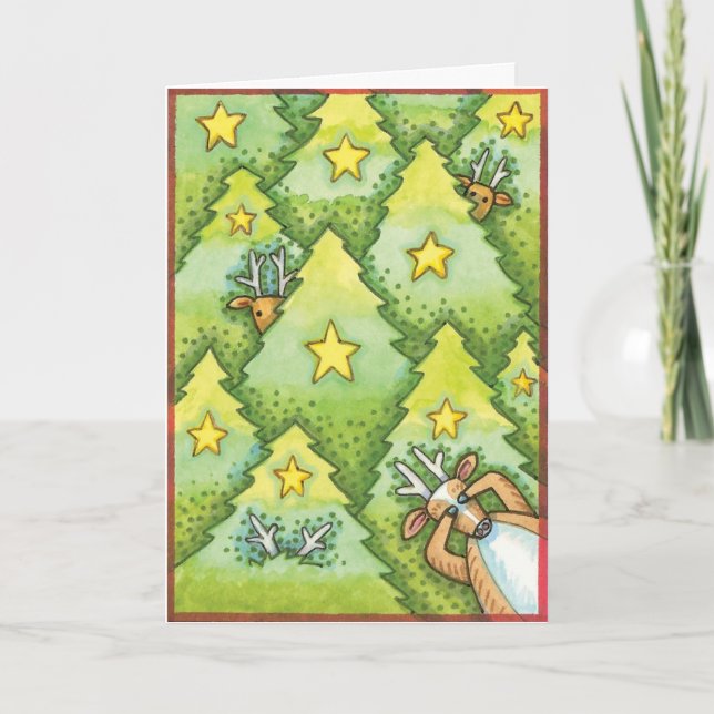 Reindeer Gömmer och söker julkort Helgkort (Framsida)
