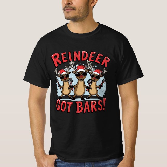 Reindeer Got Bars – Rap Christmas Design T Shirt (Framsida)
