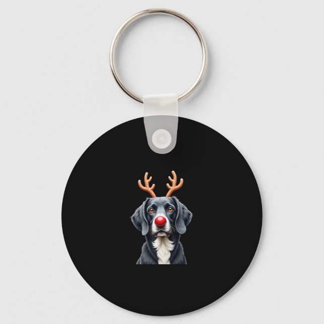 Reindeer Great Dane Christmas Great Dane Dog Mom D Nyckelring (Framsida)