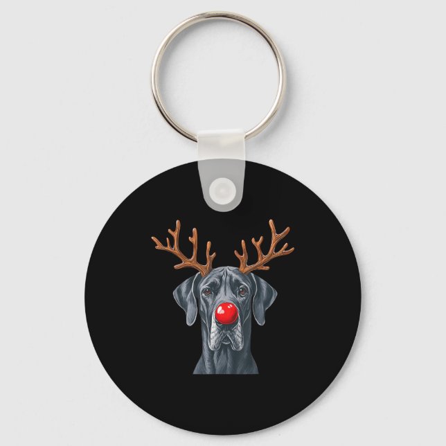 Reindeer Great Dane Christmas Great Dane Dog Mom D Nyckelring (Framsida)