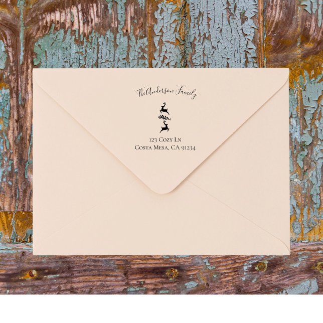 Reindeer Gren Duo-familjen Namn & Returadress Stämpel (Skapare uppladdad)