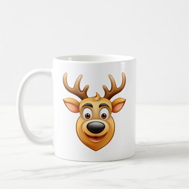 reindeer happy reindeer with big antlers and smile kaffemugg (Vänster)