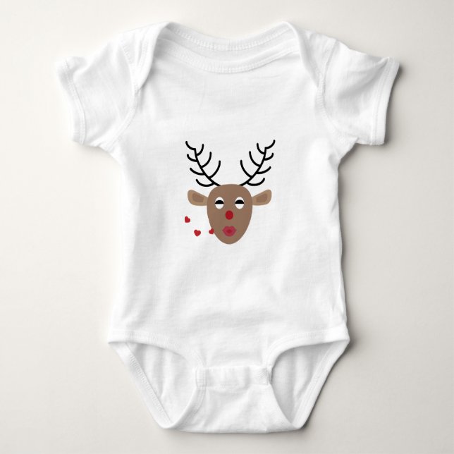 Reindeer Hearts Kisses Festive jul Cute T Shirt (Framsida)