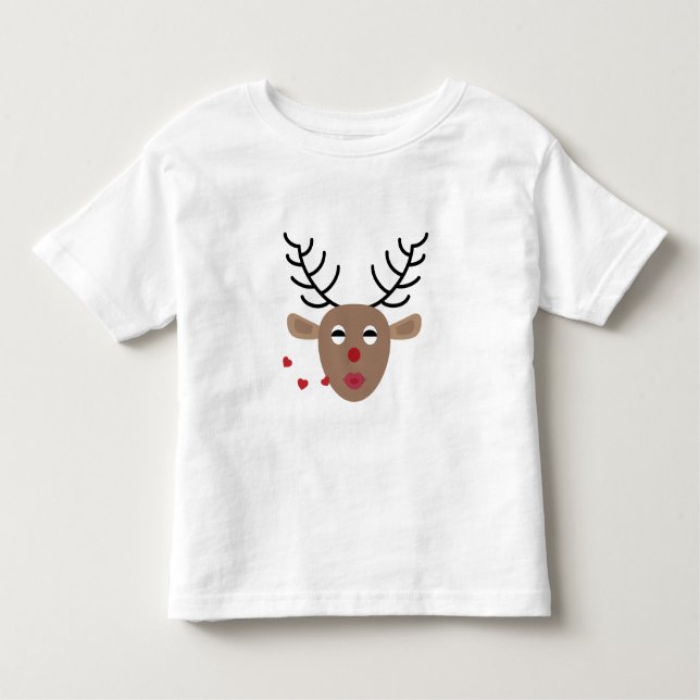 Reindeer Hearts Kisses Festive jul Cute T Shirt (Framsida)