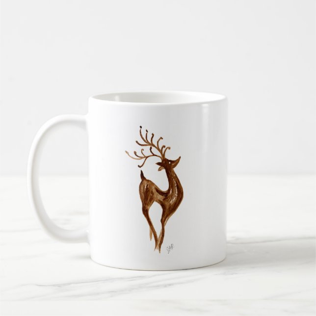 Reindeer Helgdag Coffee Mugg White (Vänster)