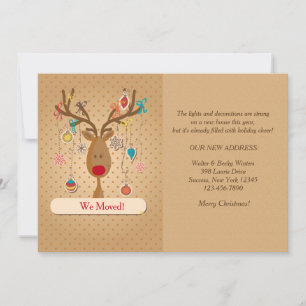 Reindeer Helgdag Flytta Announcement Julkort