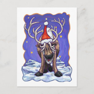 Reindeer Helgdag Helg Vykort