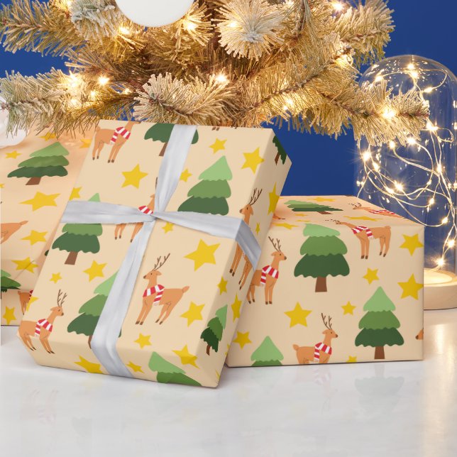 Reindeer Helgdag Magic Julgran Seamless Presentpapper (Helgdagar)