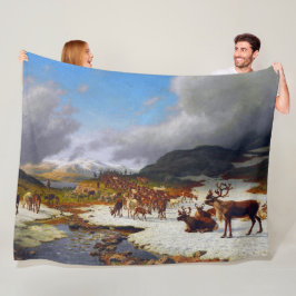 Reindeer Herd i bergen norr om Røros Fleecefilt