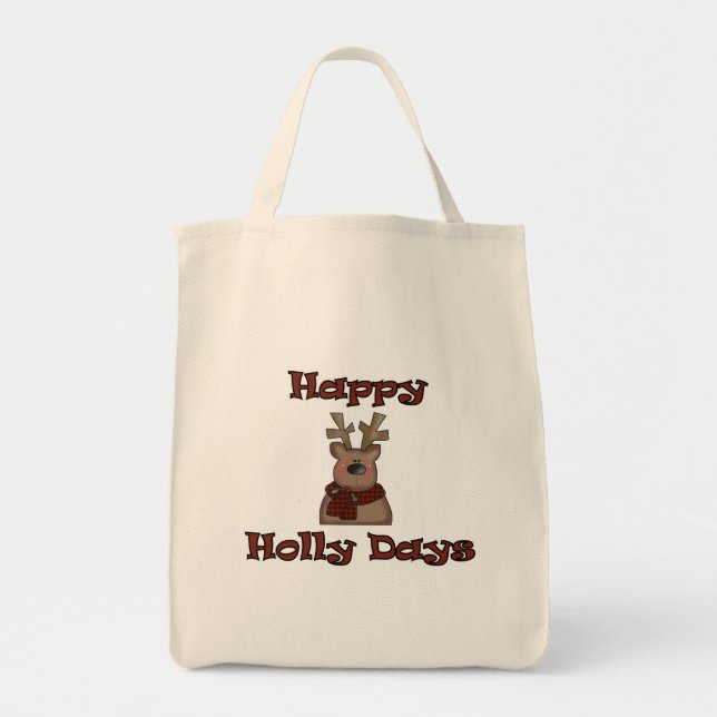 Reindeer Holly Days Tshirts och Gifts Tygkasse (Framsidan)