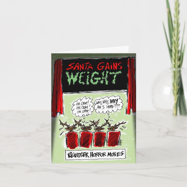 Reindeer Horror Movies Tecknad julkort! Helgkort (Framsida)