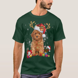 Reindeer Hund jul Light Santa Hat Julafton T Shirt