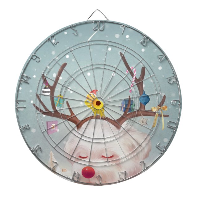 Reindeer Hund med julprydnad Darttavla (Framsidan)