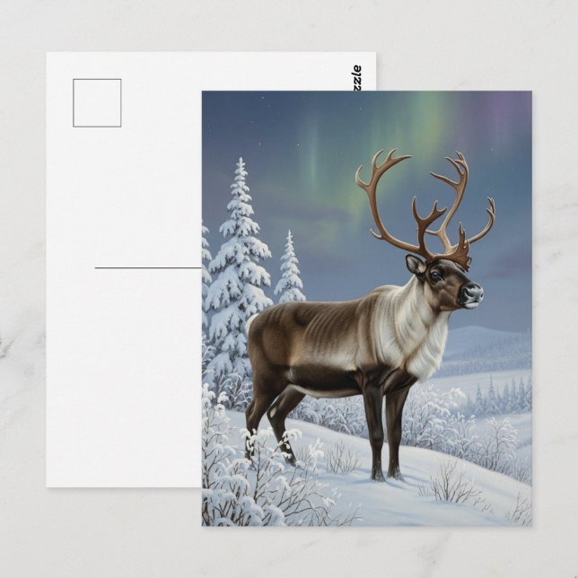 Reindeer i Lappland Finland Travel Vykort (Fram/baksida)