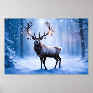 Reindeer i Magic Forest Poster