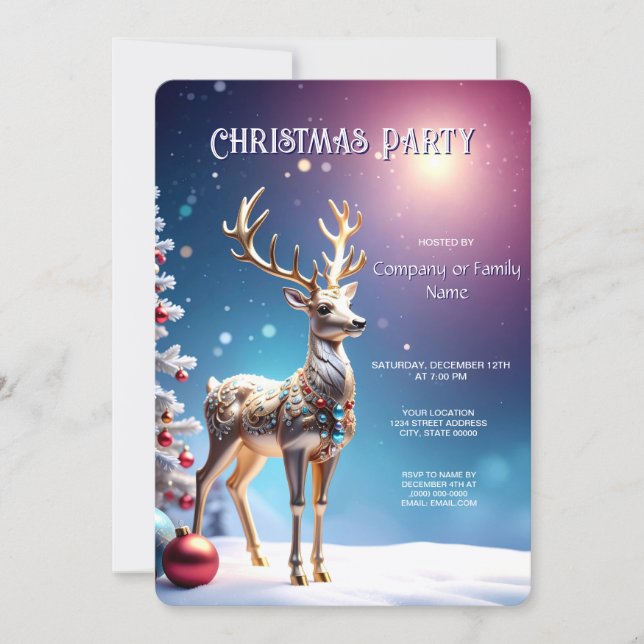 Reindeer Jewels Christmas Holiday Party Invitation Inbjudningar (Framsida)