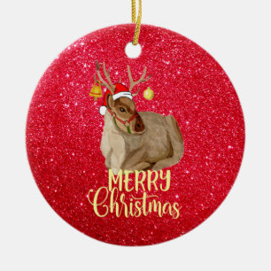 Reindeer Jingle Bell God jul Träd Julgransprydnad Keramik