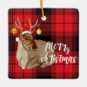 Reindeer Jingle Bell Play God jul Träd Julgransprydnad Keramik