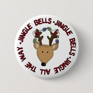 Reindeer Jingle Klockor Tshirts och Gifts Knapp