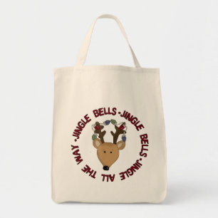 Reindeer Jingle Klockor Tshirts och Gifts Tygkasse