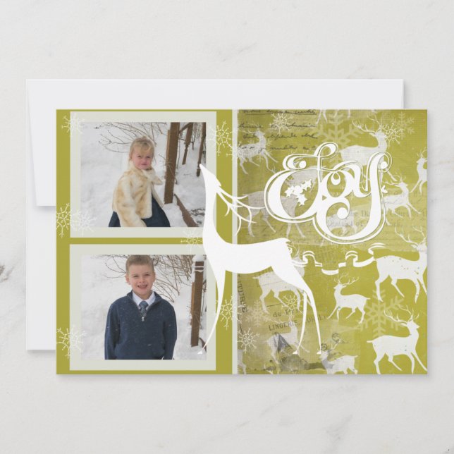 Reindeer Joy Helgdag Photo Card Julkort (Framsida)