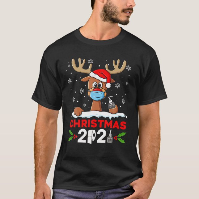 Reindeer jul 2021 Funny Julafton T Shirt (Framsida)