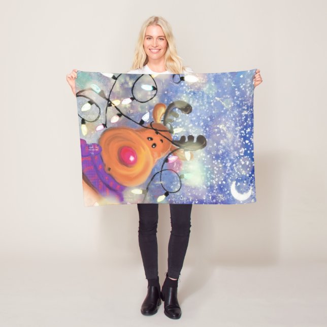 Reindeer jul Baby Fleece Blanket (På plats)