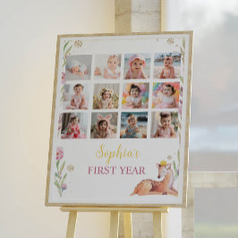 Reindeer Jul Birthday Photo Milestone Poster