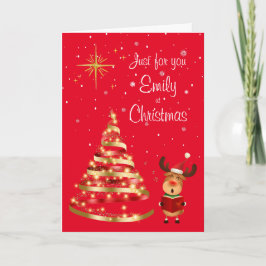 Reindeer jul-hälsningskort för singer-hälsning i S Kort