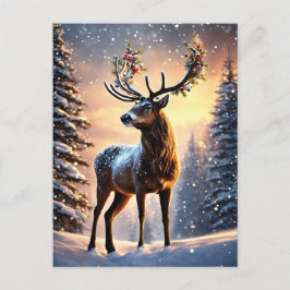 Reindeer-jul Helg Vykort