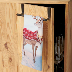 Reindeer jul Helgdag Kitchen Towel Kökshandduk