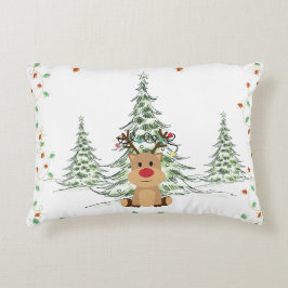 Reindeer jul Helgdag Ljus Winter Träd Prydnadskudde