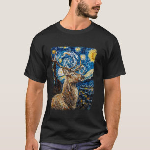 Reindeer jul Jultomten Starry Night Painti T Shirt