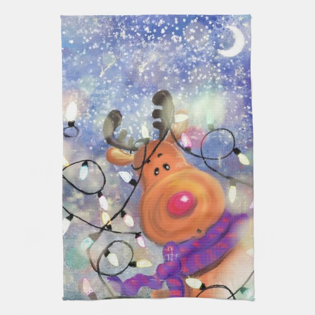 Reindeer jul Kitchen Towel Kökshandduk (Vertikal)