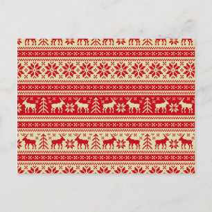 Reindeer jul Knitten Mönster Helg Vykort