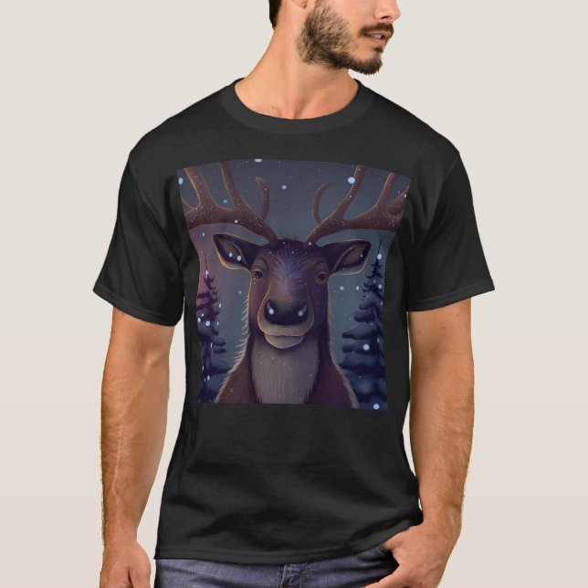 Reindeer jul Mönster T Shirt (Framsida)