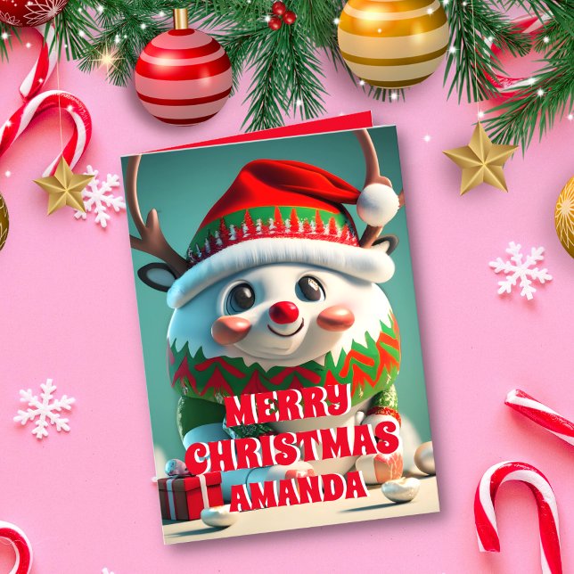 Reindeer Jul Personlig Kids Photo Helgkort (Skapare uppladdad)