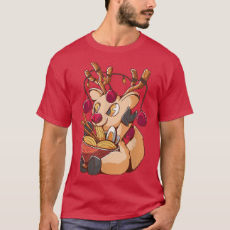 Reindeer jul Ramen Kawaii Anime Manar Women Ki T Shirt
