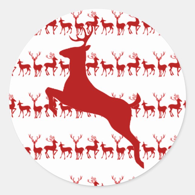 Reindeer jul Sticker Runt Klistermärke (Framsida)