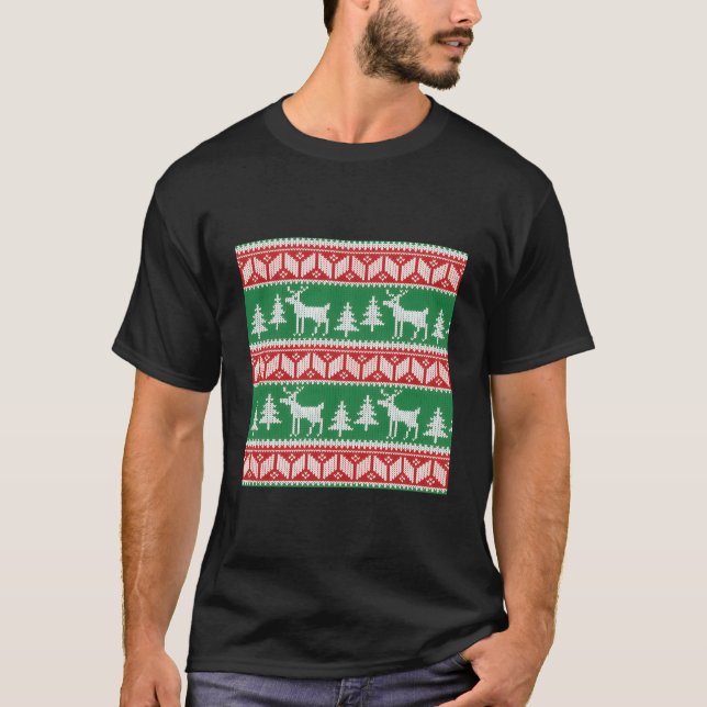 Reindeer jul Ugly Sweater T Shirt (Framsida)