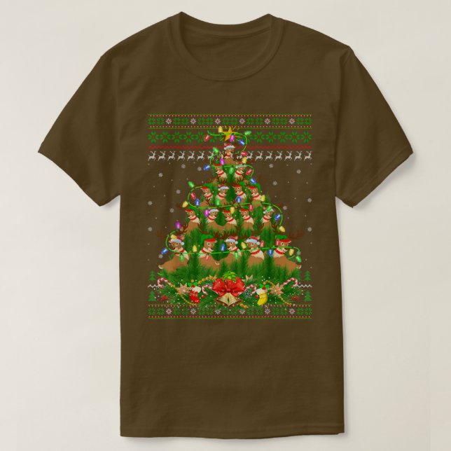 Reindeer Julafton Lighting Träd Santa Reindeer Ugl T Shirt (Design framsida)