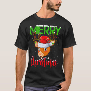 Reindeer Julafton Ljus Santa Reindeer Merry Christ T Shirt