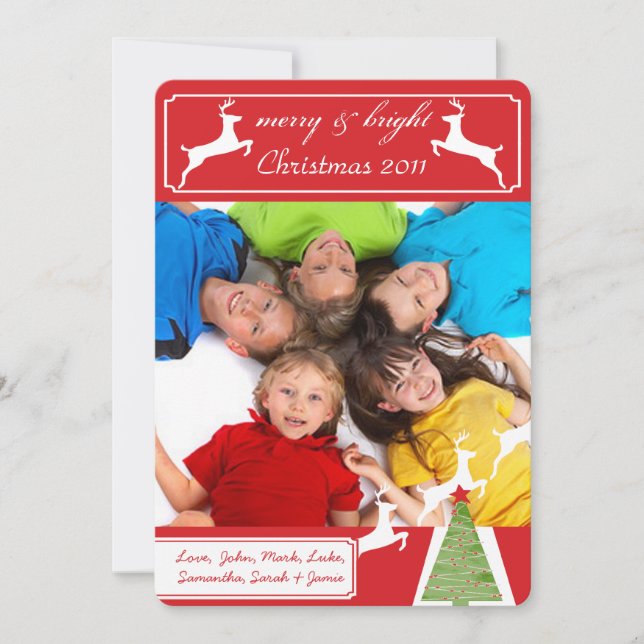 Reindeer Julgran ditt fotojulkort Julkort (Framsida)