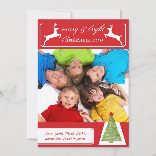 Reindeer Julgran ditt fotojulkort Julkort (Framsida)